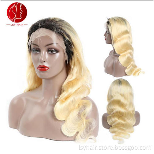 1B 613 Full Lace Wig Human Hair Body Wave, Transparent Lace Colour Remy #613 Blonde 100% Virgin Human Hair Full Lace Wigs